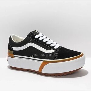 Vans Old Skool Stacked Black White Platform Gum Sneakers Shoes-Women’s 10.5